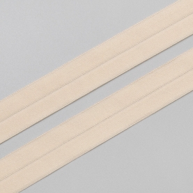 Beige elastic fold over ribbon, 15 mm, 626/15 (lauma 126) (001006)