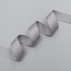 Silver grey grosgrain polyester ribbon, 25 mm (011542)