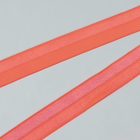 Fold over ribbon, 15 mm, neon coral (001056)