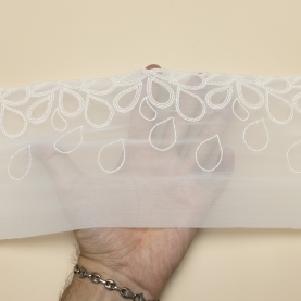 Elastic mesh with embroidery, 14.5 cm, ivory (lauma 004) (001144)