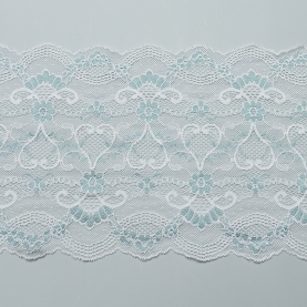 Elastic lace for lingerie, 19 cm, white and arctic (001175)