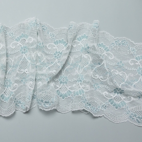 Elastic lace for lingerie, 19 cm, white and arctic (001175)