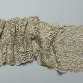 Elastic lace for lingerie, 15.5 cm, aged gold (001181)