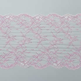 Elastic lace for lingerie, 23 cm, white and neon pink (001183)