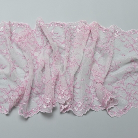 Elastic lace for lingerie, 23 cm, white and neon pink (001183)