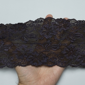 Elastic lace for lingerie, 12 cm, brown and blackberry wine (001198)