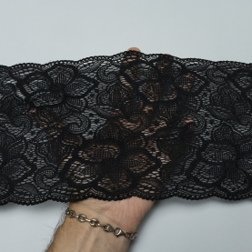 Elastic lace for lingerie, 18 cm, black (lauma 170) (001210)