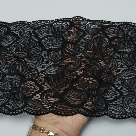 Elastic lace for lingerie, 19 cm, black (lauma 170) (001214)