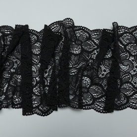 Elastic lace for lingerie, 19 cm, black (lauma 170) (001214)