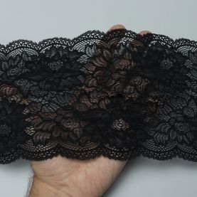 Elastic lace for lingerie, 15.5 cm, black (lauma 170) (001221)