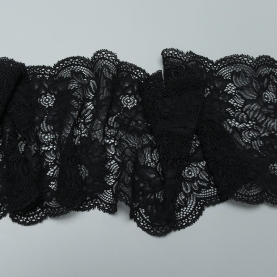 Elastic lace for lingerie, 15.5 cm, black (lauma 170) (001221)