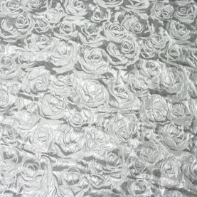 Jacquard fabric with silver roses (001332)