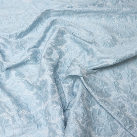 Jacquard fabric with blue flowers (001337)