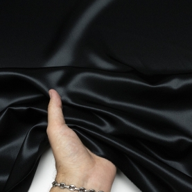 Crepe satin fabric, black (001347)