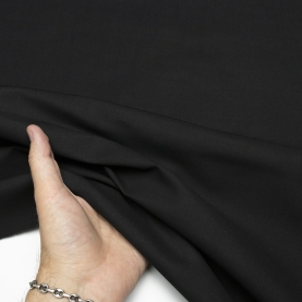 Gabardine fabric, plain black (001348)