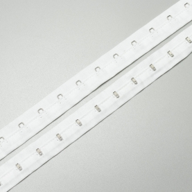 Hook and eye tape, 1 row, white, cotton (001361)